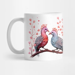 Valentine Kissing Guinea Fowl Bird Couple Mug